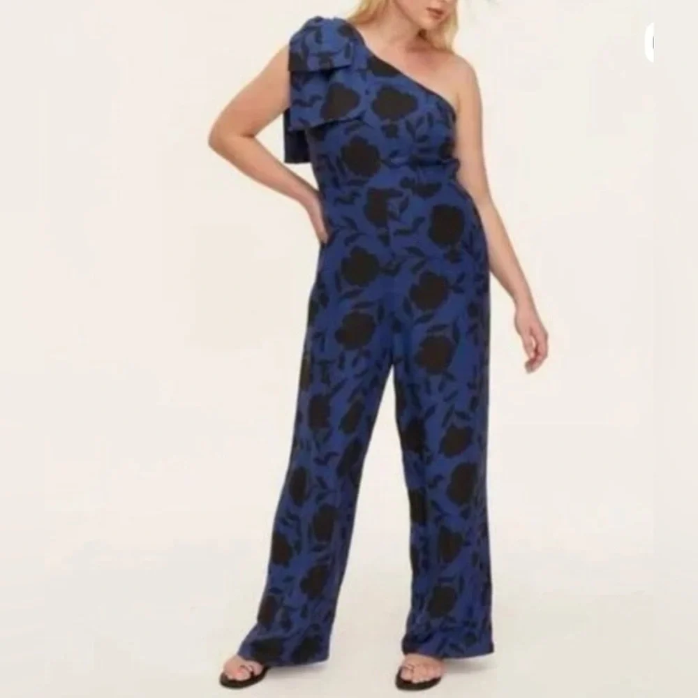 Kate Spade X Target Floral One Shoulder Linen Blend Jumpsuit‎ Women’s 4 NEW